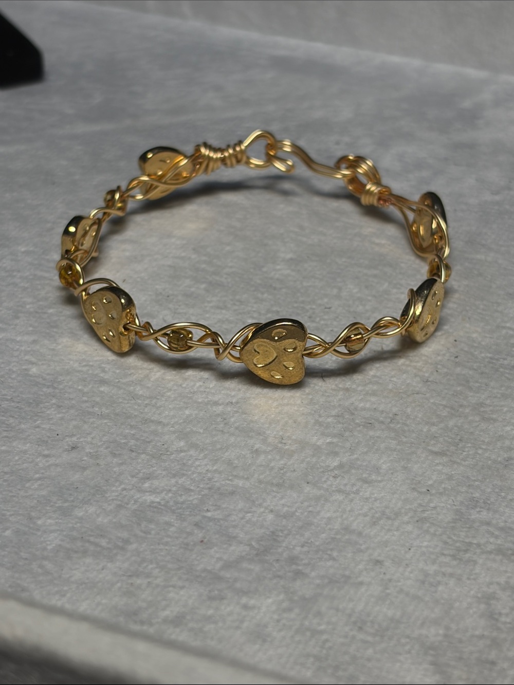 Gold Paw Print Heart Weave Bracelet